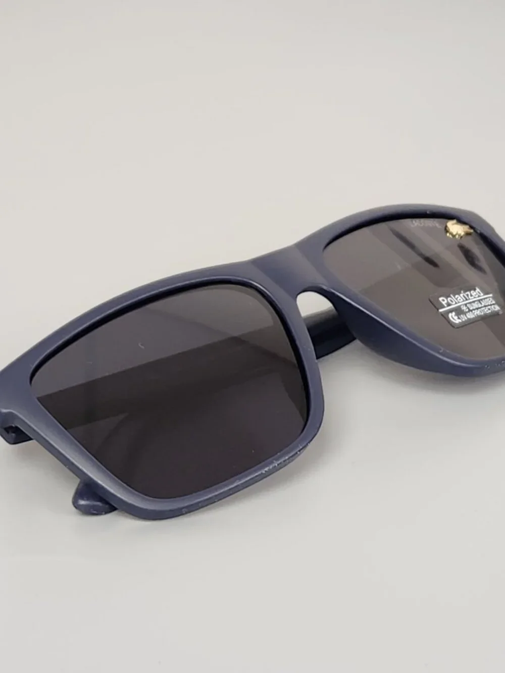 Lacoste Polarized Wayfarer Sunglasses Matte Navy Frame Dark Smoke Lens